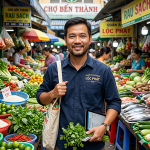 anh Phát, quản lý mua hàng quán ăn gia đình Lộc Phát
